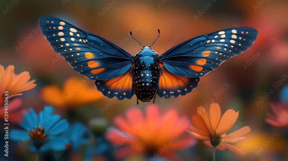 Fototapeta premium Vibrant Butterfly in a Flower Garden