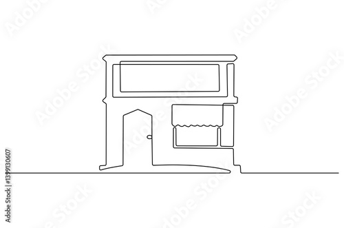 Continuous one line drawing of Coffeehouse or coffe shop. Single line drawing illustration of coffeshop or store. Building for business concept vector art. Doodle line illustration.