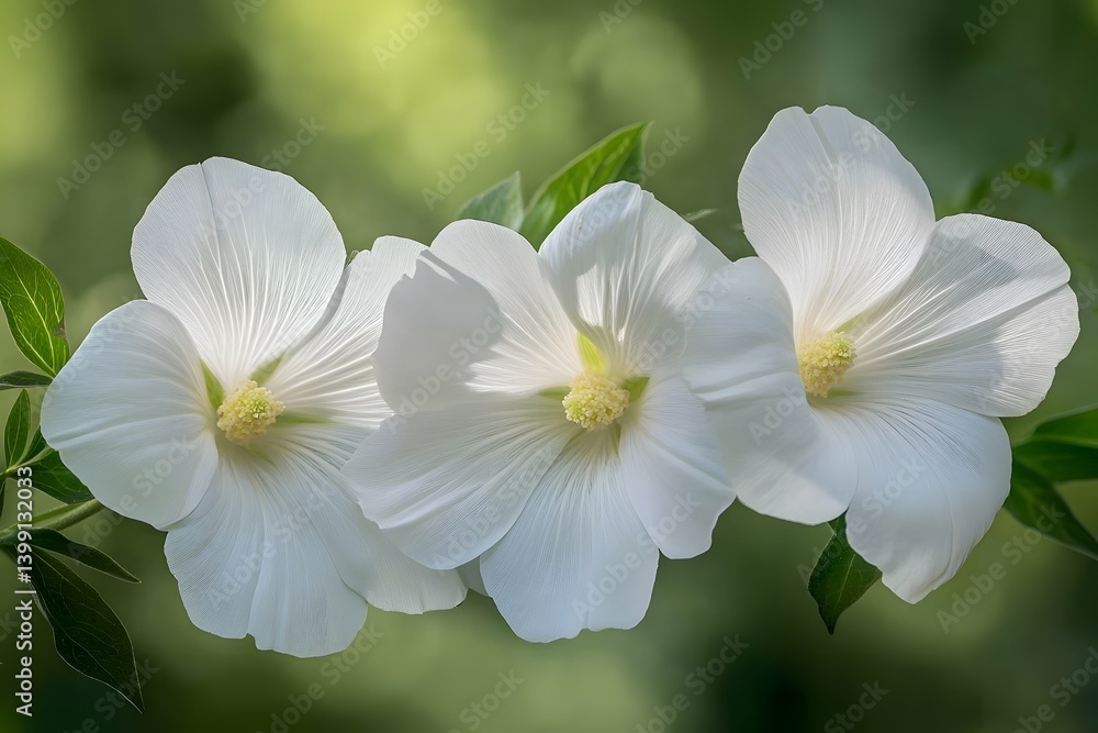 Obraz premium Three White Flowers Bloom Close Up Nature Photography