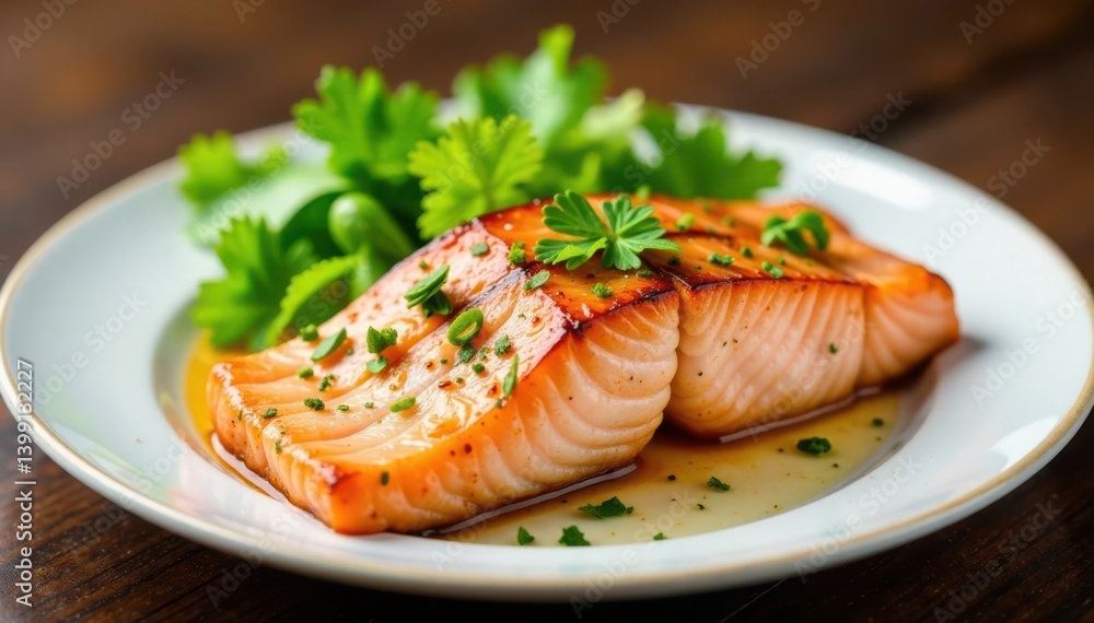 Tasty salmon fillet on plate , food, salmon Tasty salmon fillet on plate , food, salmon
