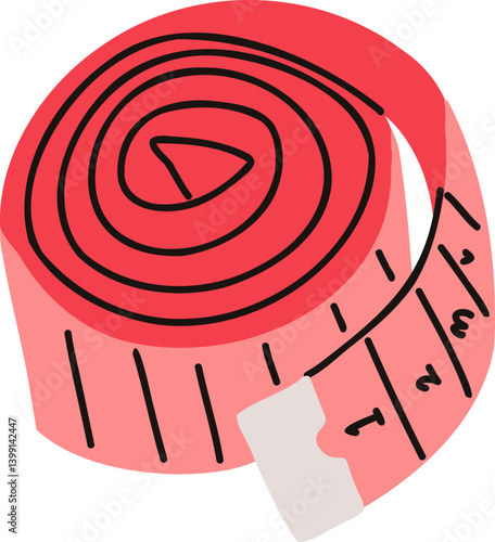 Rolled Measuring Tape Hand Drawn Illustration