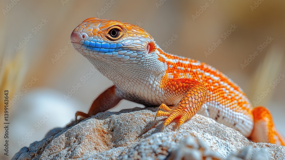 Vibrant Blue-tongued Lizard on Rock Vibrant Blue-tongued Lizard on Rock