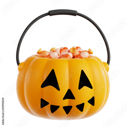 Pumpkin Basket 3D Illustration
