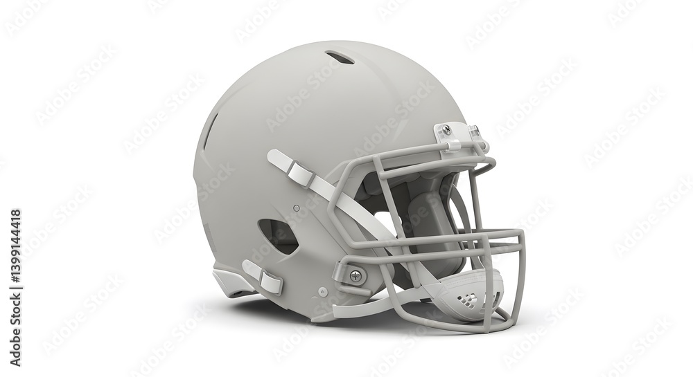 Fototapeta premium Gray football helmet isolated on white background, equipment for sports