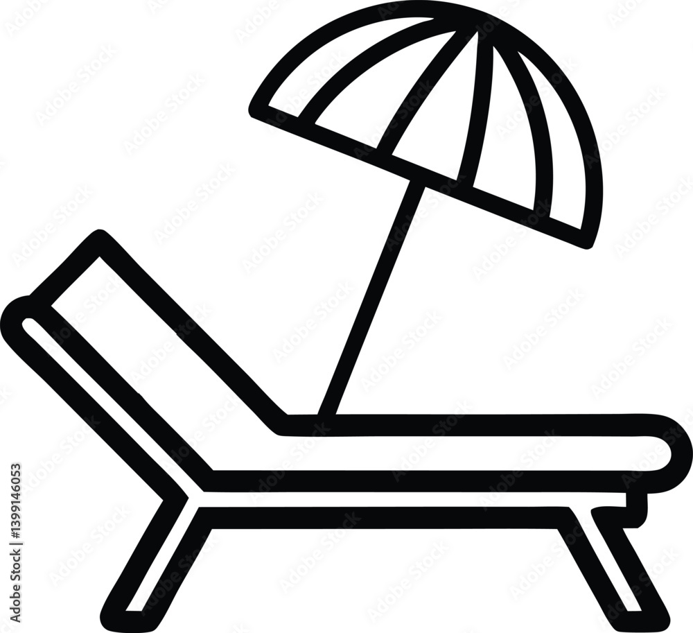 beach parasol outline. beach with umbrella vector illustration. Summer, vacation, beach elements beach parasol outline. beach with umbrella vector illustration. Summer, vacation, beach elements