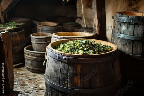 Hop Barrels in Old Brewery