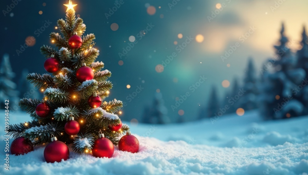 Obraz premium Winter festive background with Christmas tree and ornaments , , winter