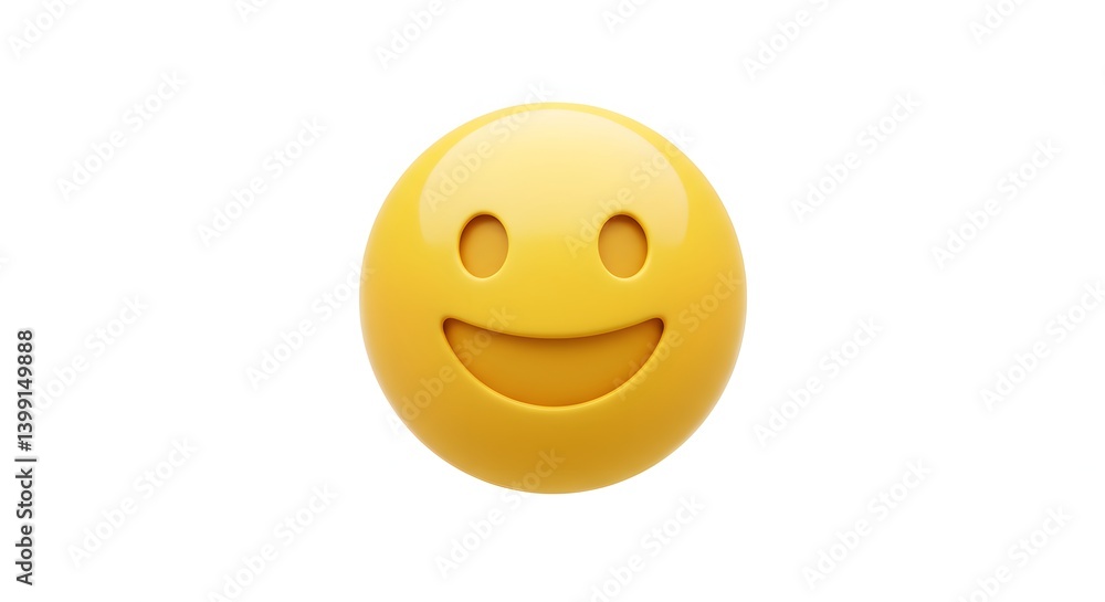 Golden smiling emoji face on white background, 3D icon style Golden smiling emoji face on white background, 3D icon style