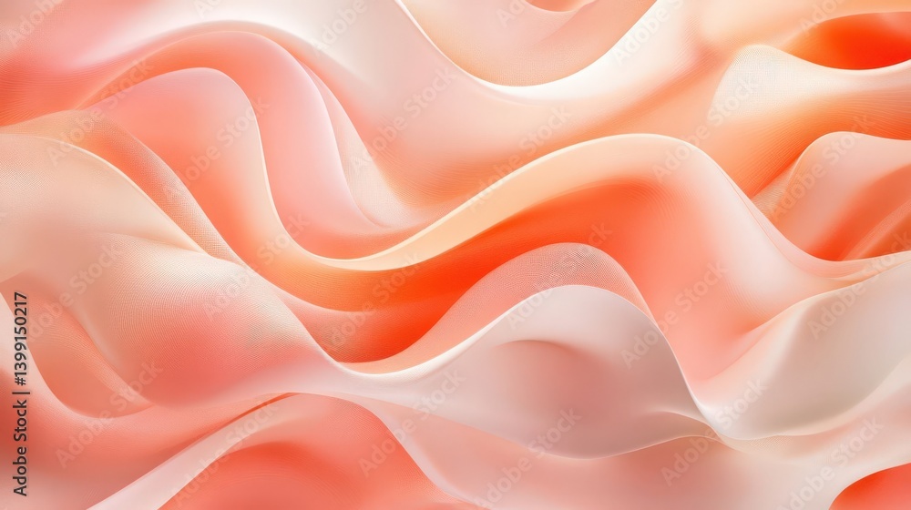 Fototapeta premium Elegant abstract background featuring soft orange and pink waves in a warm color palette. High-resolution illustration ideal for presentations and design projects.