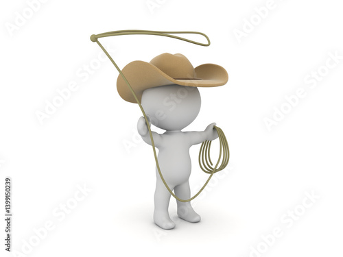 3D Character cowboy with lasso
