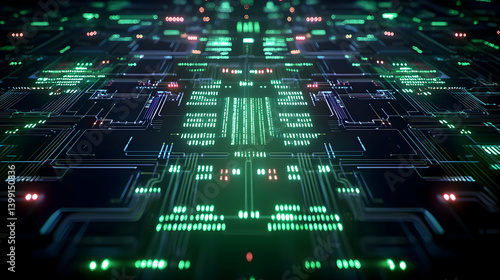 Obraz na płótnie Abstract Glowing Circuit Board Technology Pattern w salonie