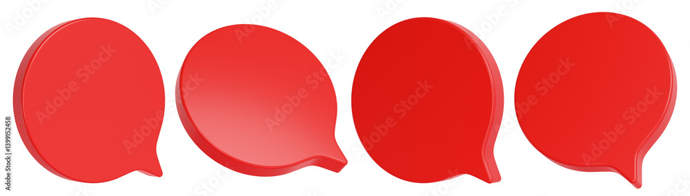 Empty speech bubble signs set. Blank red dialog clouds. 3D rendering. Empty speech bubble signs set. Blank red dialog clouds. 3D rendering.