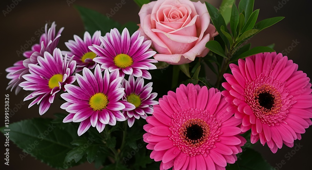 Beautiful floral arrangement displaying an array of pink, magenta and white blossoms Beautiful floral arrangement displaying an array of pink, magenta and white blossoms