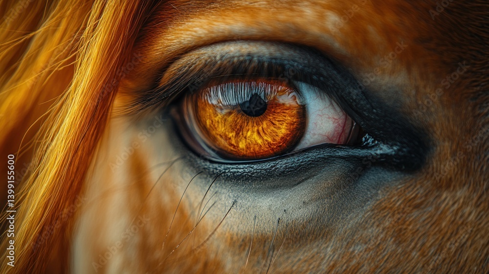 Captivating Gaze: A Horse's Amber Eye Captivating Gaze: A Horse's Amber Eye