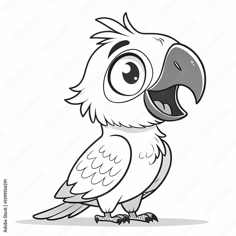 Fototapeta premium Hand drawn of Cockatoo parrot in zentangle style for Adult coloring book page, shirt design effect, logo, tattoo and decoration.Vector illustration.