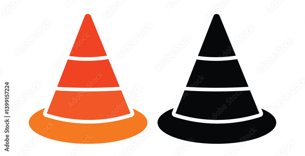 Traffic cone icon set. Safety cone Icons. Traffic cone logo design vector illustration
