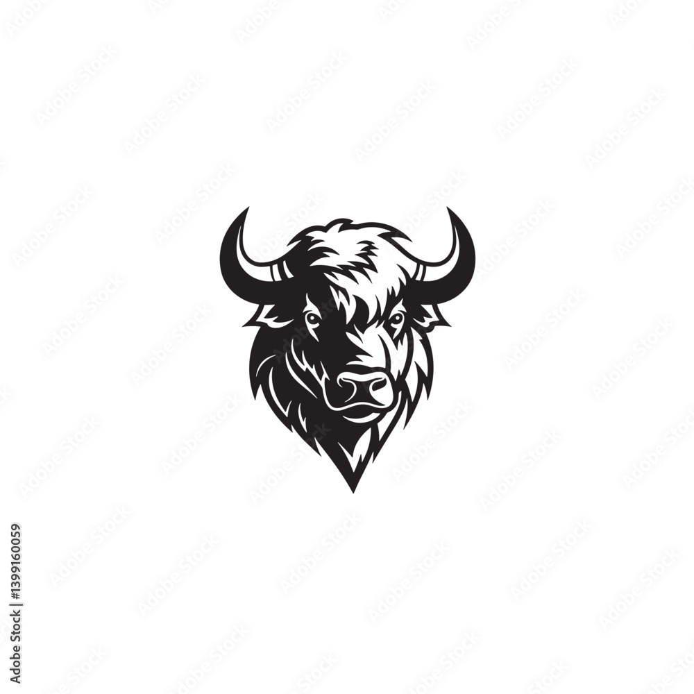 Obraz premium Stylish Buffalo Vector Logo with Horns