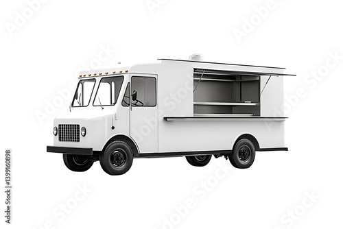 The white food truck isolated on transparent background
