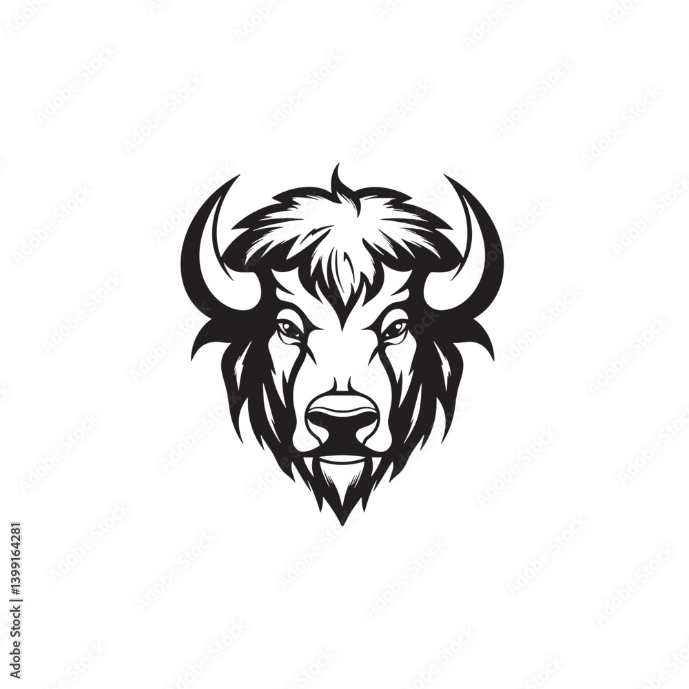 Obraz premium Flat Buffalo Vector Emblem Design