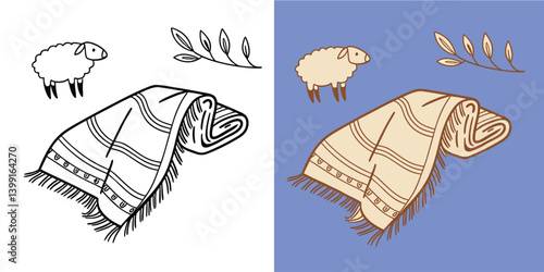 Organic Wool Blanket Black and white, comfortable of coloring blanket, offer relaxation at home