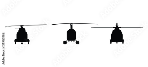 Helicopter silhouette front view graphic