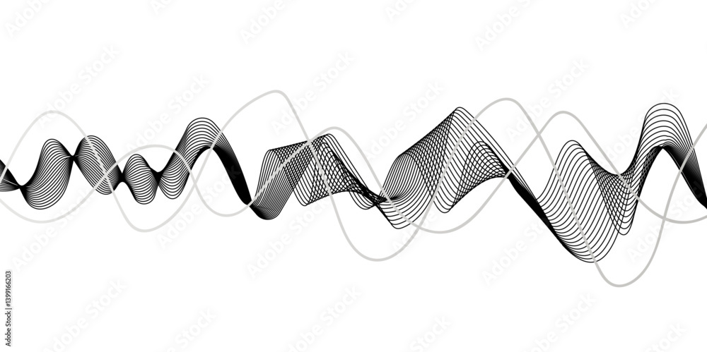 Fototapeta premium Abstract white paper wave background and abstract gradient and white wave curve lines. Abstract digital smooth white and grey curve wavy lines wave graphic thin white background design. use for banner