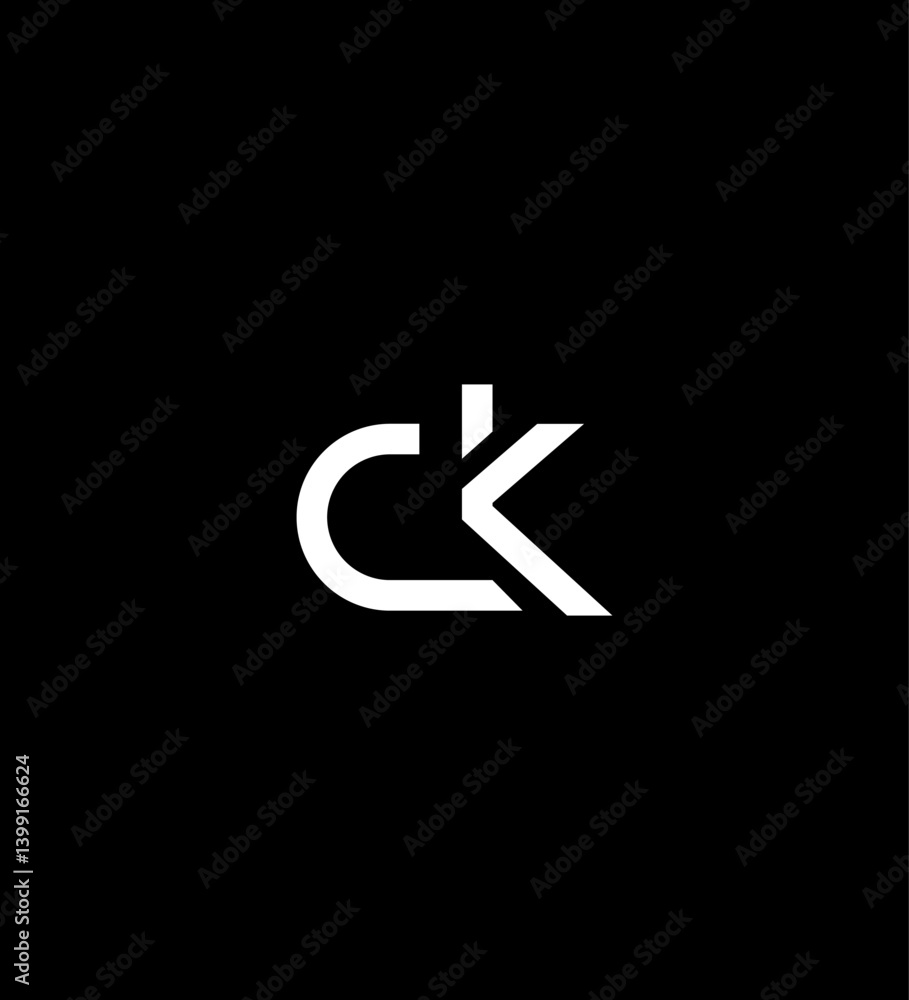 Abstract CK Monogram Logo Design Minimalist, Modern, Bold, White, Black Abstract CK Monogram Logo Design Minimalist, Modern, Bold, White, Black