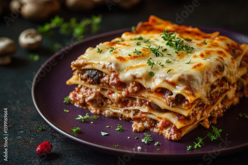 Wallpaper Mural Hearty layered pasta dish with meat and cheese Torontodigital.ca