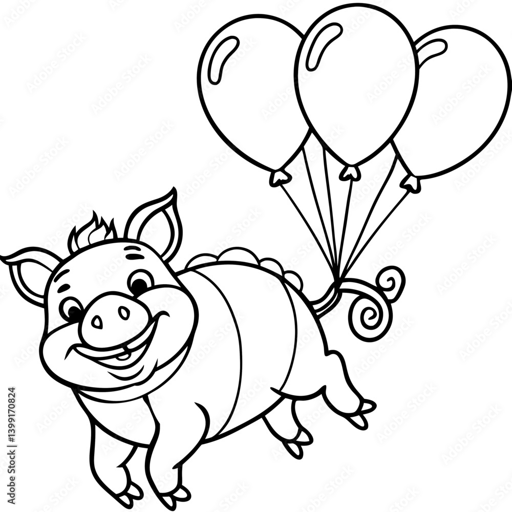 funny pig with balloons funny pig with balloons