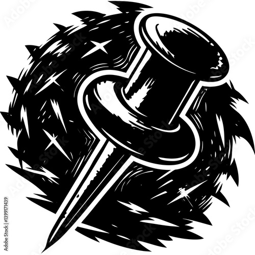 vector illustration of push pin