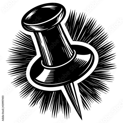 vector illustration of push pin