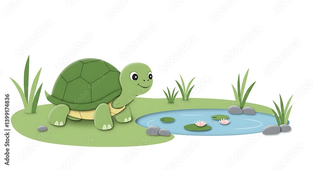 Obraz premium Little Turtle by the Pond