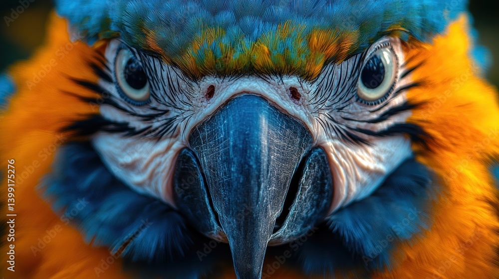 Fototapeta premium Magnificent Blue-and-gold Macaw Portrait: A Close-Up of Nature's Jewel