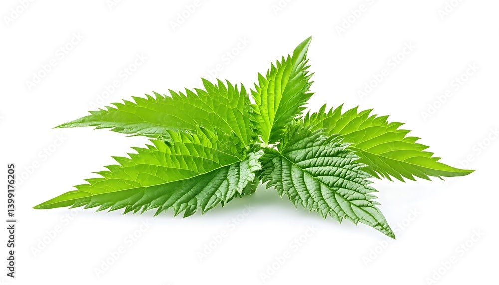 Fresh Green Stinging Nettle Leaves Isolated on White Background for Natural Product Use Fresh Green Stinging Nettle Leaves Isolated on White Background for Natural Product Use