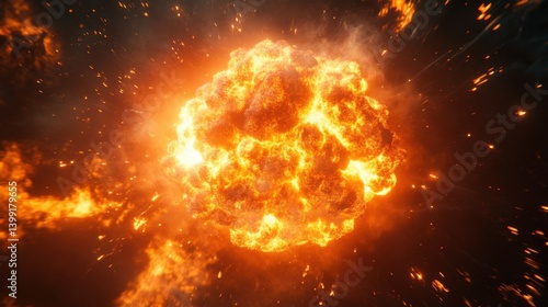 a hyper-detailed 3D rendering of a glowing supernova, with futuristic neon explosions and holographic data