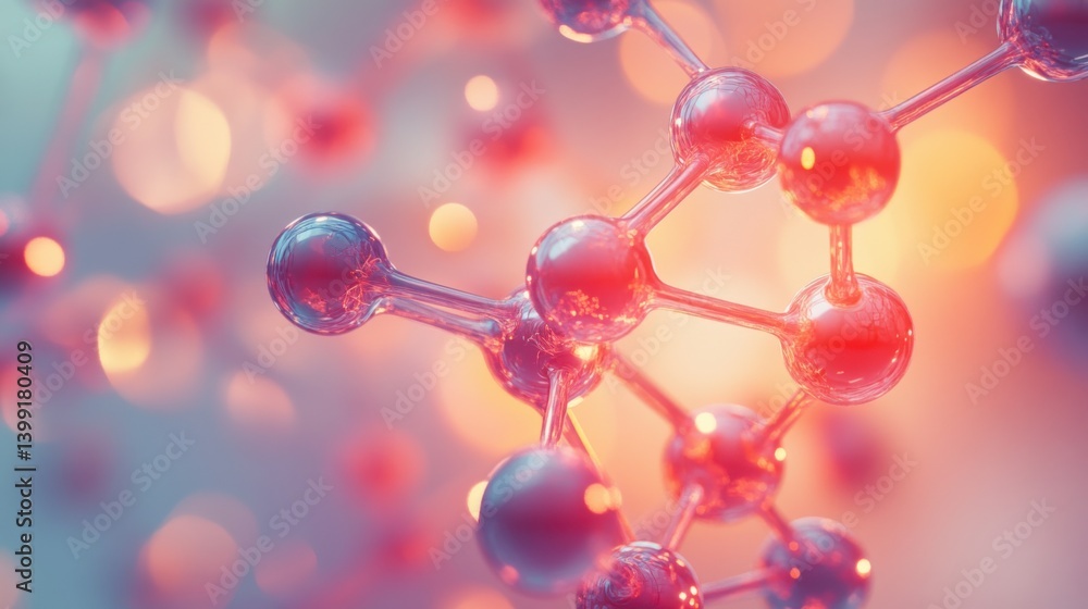 a hyper-detailed 3D rendering of a glucose molecule, with glowing carbon, hydrogen,