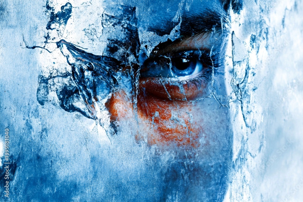 Fototapeta premium Metaphorical cocaine feelings of a mental illusion. Health problem and brain. Brain fog. Blurry vision. Hallucination - due to cocaine: abstract image of physical state. Confused vision.