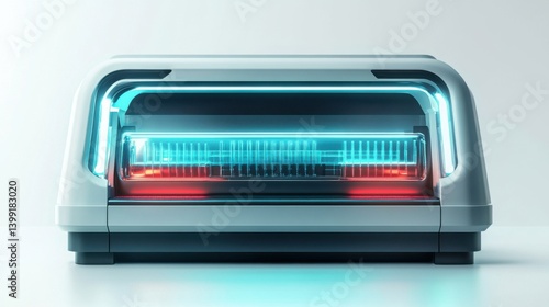 a hyper-detailed 3D rendering of a laboratory PCR machine on a white background