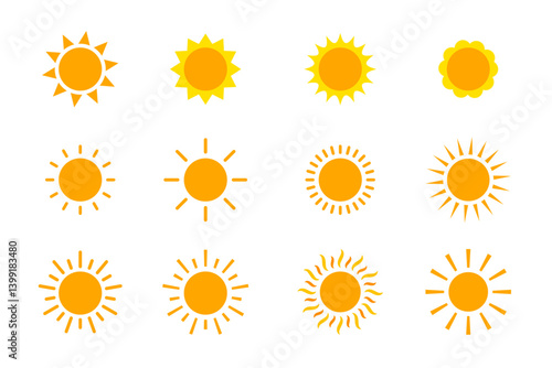シンプルな太陽のイラスト アイコンセット