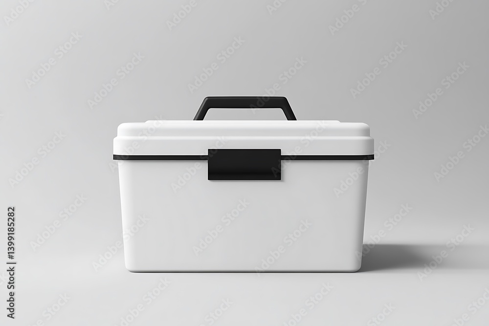 Blank White Cooler Box with Black Handles and Accents Blank White Cooler Box with Black Handles and Accents