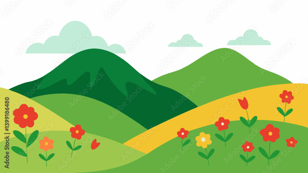 Obraz premium Hills covered in wildflower