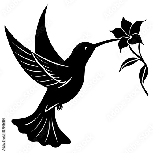 Hummingbird hovering near flower