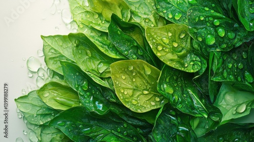 Obraz na płótnie a hyper-detailed centered composition of a bunch of fresh spinach leaves, w salonie