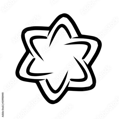 Abstract geometric design featuring a star shape with intricate lines and curves on a white background