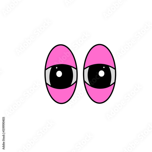 Cartoon-style large pink eyes with black pupils, set against a white background for creative use