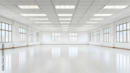 Wallpaper Mural Empty Modern Office Space With Large Windows And Bright Lighting Torontodigital.ca