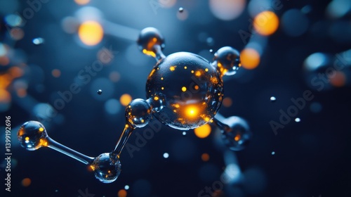 Obraz na płótnie a hyper-detailed macro view of an ethanol molecule (C2H5OH), with glowing atoms and bonds, on a dark blur background w salonie