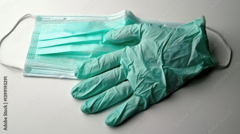 A disposable face mask and a pair of disposable gloves for health and safety purposes. A disposable face mask and a pair of disposable gloves for health and safety purposes.