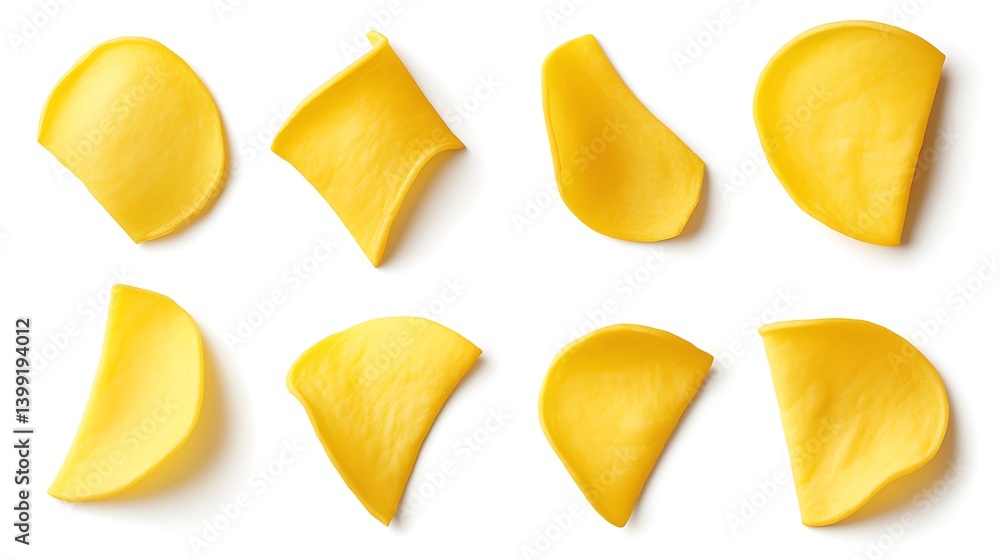 Vibrant Yellow Petals Arranged in Artistic Pattern on a White Background Vibrant Yellow Petals Arranged in Artistic Pattern on a White Background