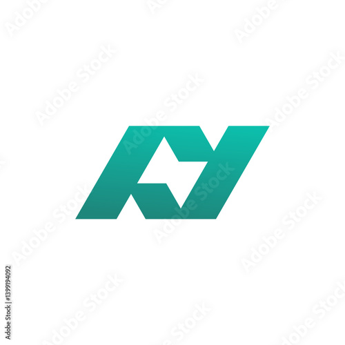 Letter N Icon with Negative Space Arrow Shape